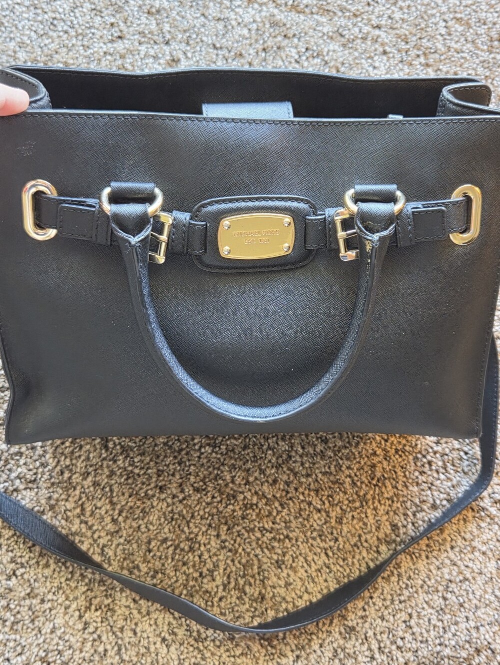 Michael Kors Black Saffiano Satchel with Gold Hardware